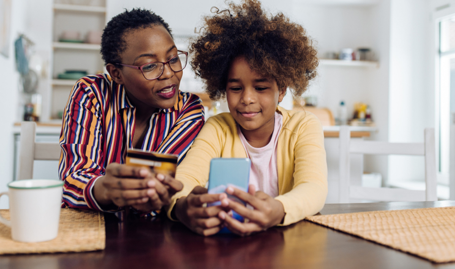 child learning about credit score